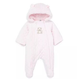 Little Me Girls Bear Pink Quilted Velour Bunting Snowsuit Size 6-9 Month